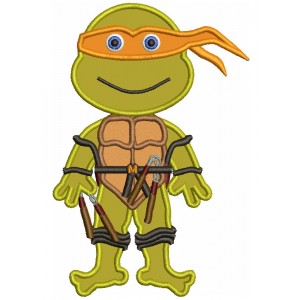 Michaelangelo Teenage Ninja Turtle Applique Machine Embroidery Design Digitized Pattern